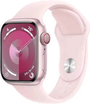 Apple Watch Series 9 [GPS   Cellular 41mm] Pink Aluminum Case with Pink Sport Band S/M (Renewed)