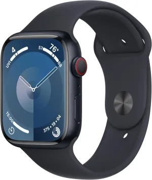 Apple Watch Series 9 (GPS   Cellular 45mm) Midnight Aluminum Case with Midnight Sport Band M/L (Renewed)