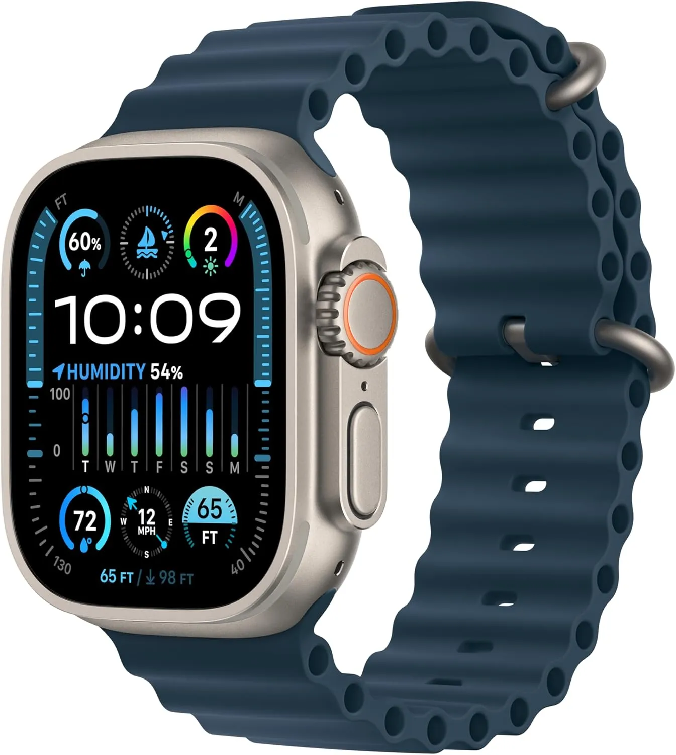 Apple Watch Ultra 2 [GPS   Cellular 49mm] Smartwatch with Rugged Titanium Case & Blue Ocean Band One Size. Fitness Tracker, Precision GPS, Action Button, Extra-Long Battery Life