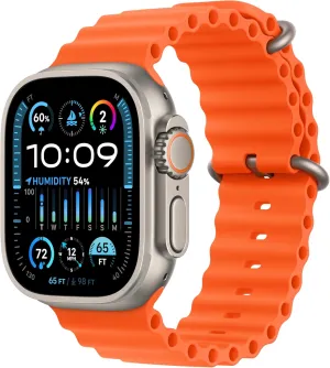 Apple Watch Ultra 2 [GPS   Cellular 49mm] Smartwatch with Rugged Titanium Case & Orange Ocean Band One Size. Fitness Tracker, Precision GPS, Action Button, Extra-Long Battery Life
