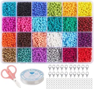 Arokimi Seed Beads for Jewelry Making, 6/0 4mm Pack Multicolor Beads for Bracelets,Beading,Crafting