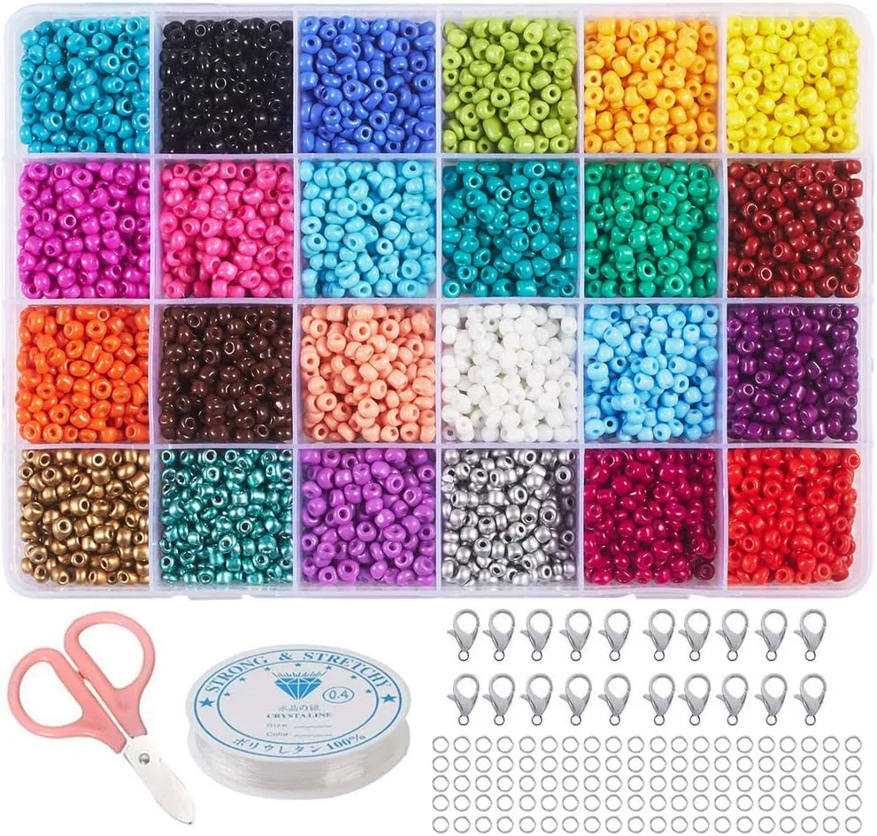 Arokimi Seed Beads for Jewelry Making, 6/0 4mm Pack Multicolor Beads for Bracelets,Beading,Crafting