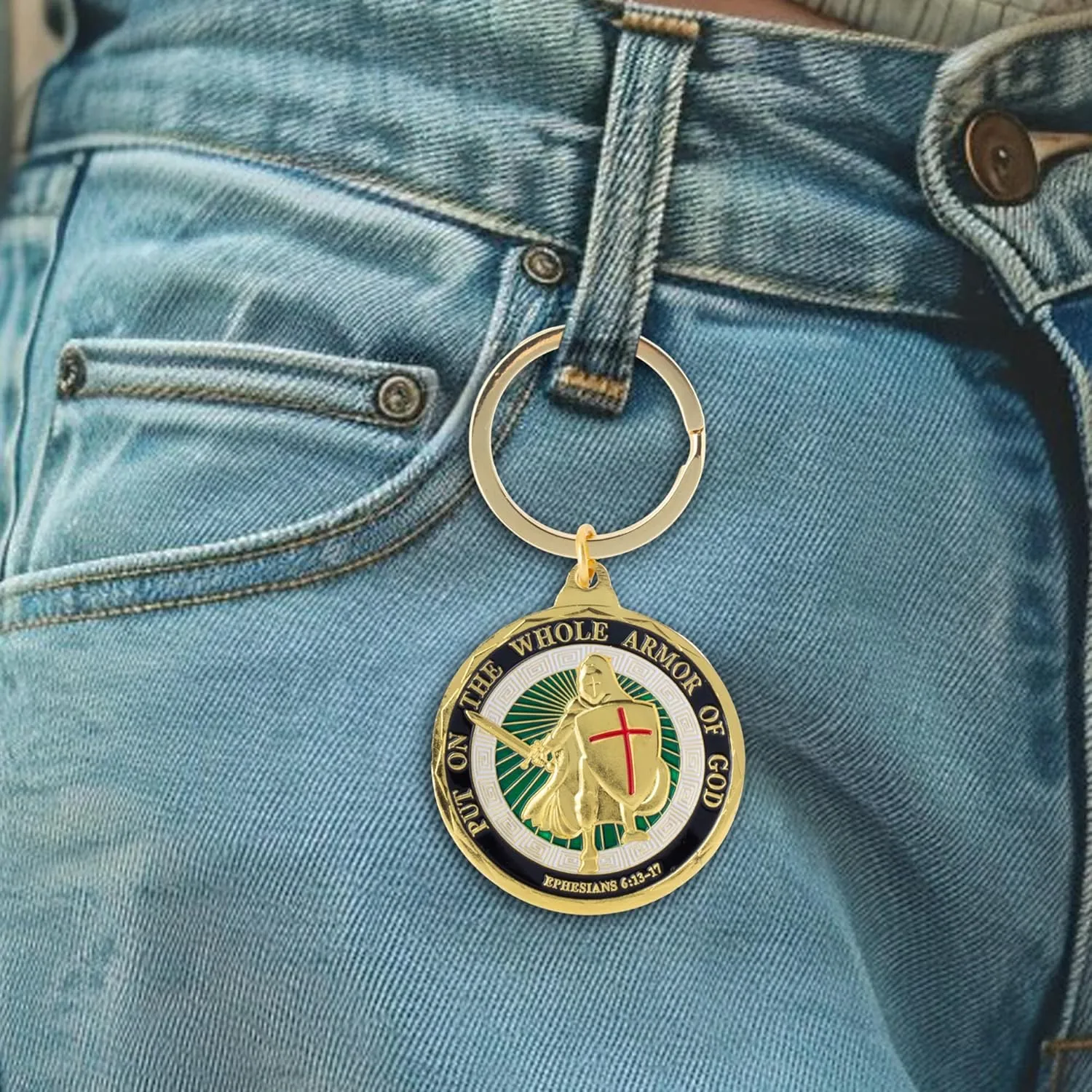 Artisan Owl Armor of God Challenge Coin Keychain Commemorative Coins