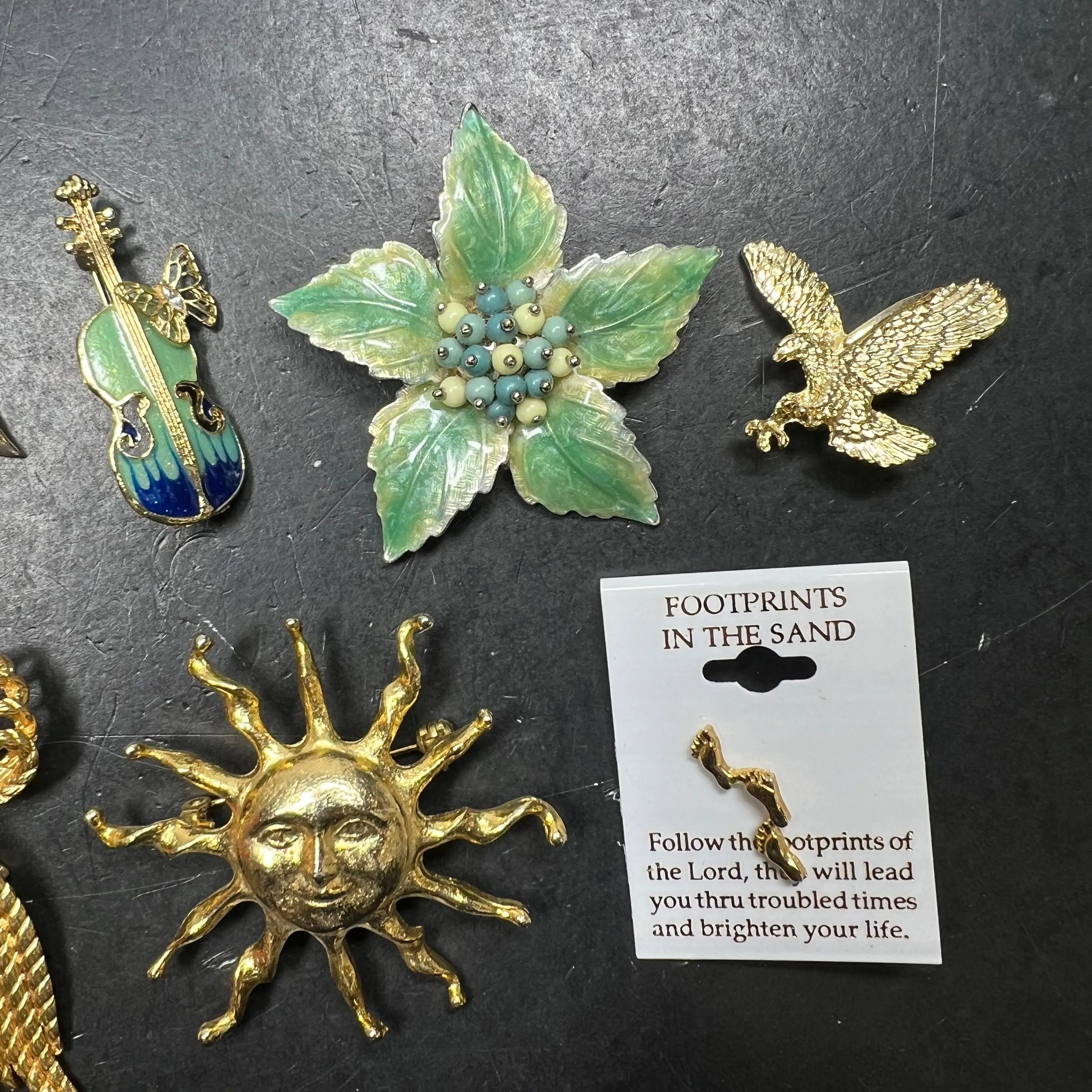 Assorted Styles Gold Silver Tone Brooches Pin Sun Flower Eagle