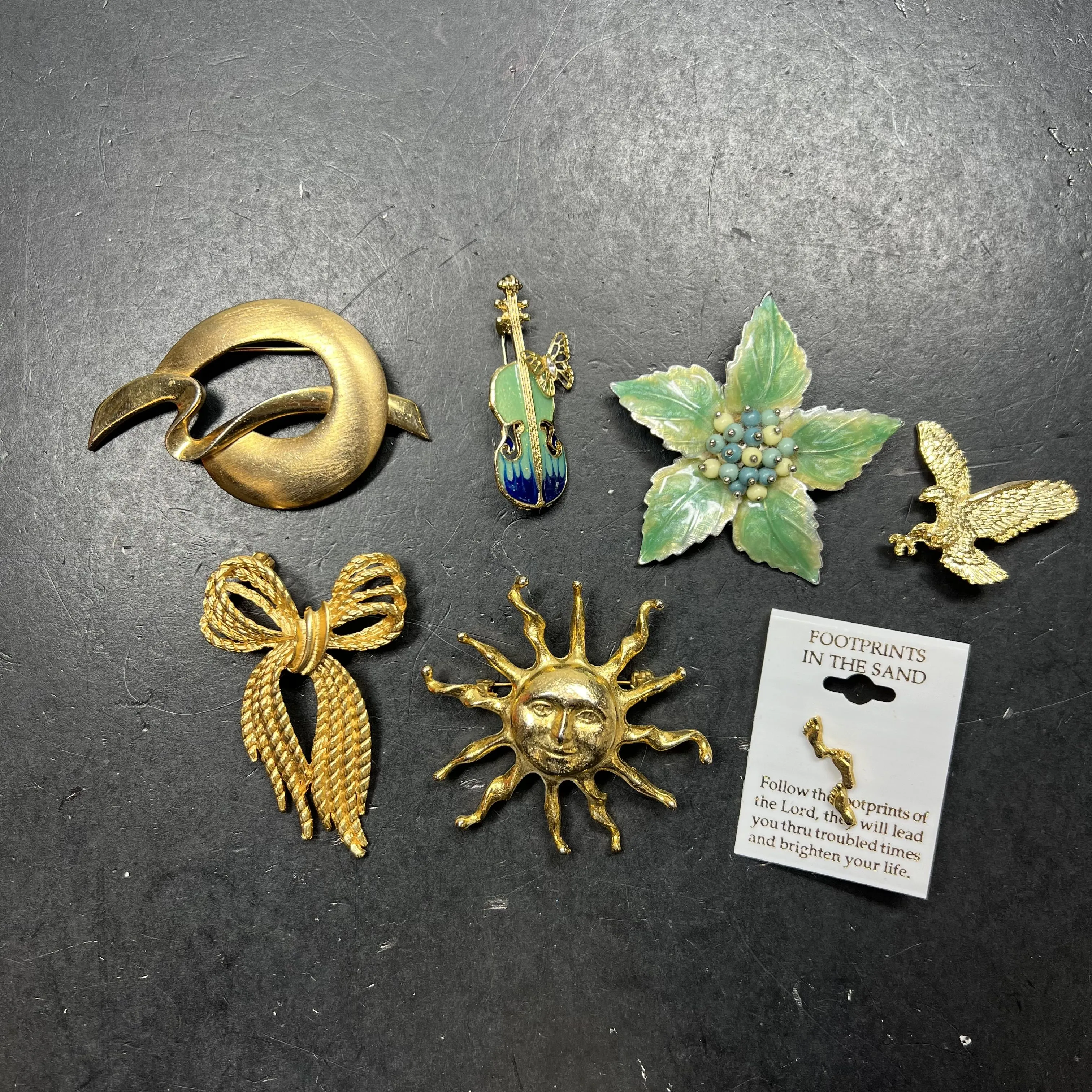 Assorted Styles Gold Silver Tone Brooches Pin Sun Flower Eagle