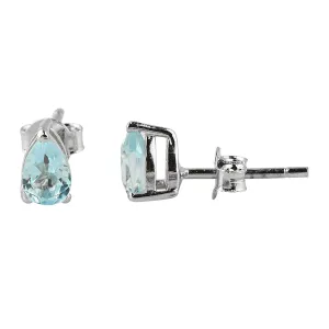 AURA GEMS Natural Sky Blue Topaz Crystals Pear Shape Stud Earring For Women, Chakra Energy Healing Gemstone, Fine Crystal, Birthstone, Beautiful Women Simple Christmas Gift Jewelry