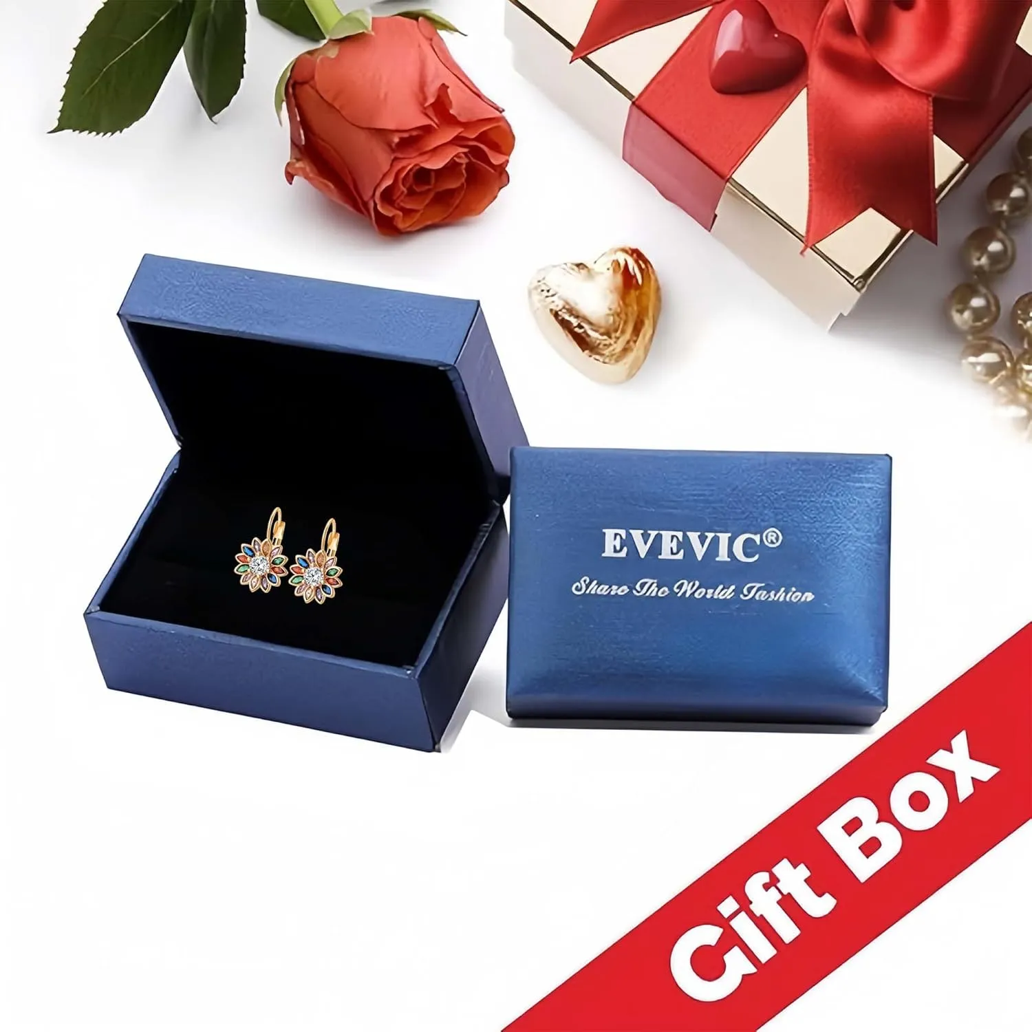 Austrian Crystal Flower Drop Leverback Earrings for Women Fashion 14K Gold Plated Hypoallergenic Jewelry