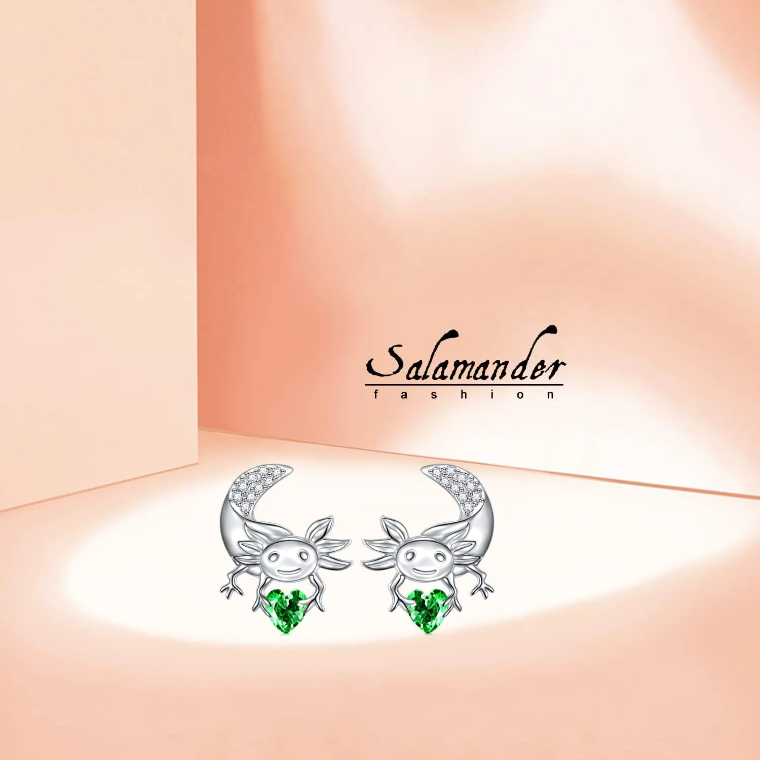 Axolotl Earrings/Ring for Women 925 Sterling Silver Hypoallergenic Axolotl Stud/Hoop Earrings Birthstone Cute Animal Jewelry Gift for Women