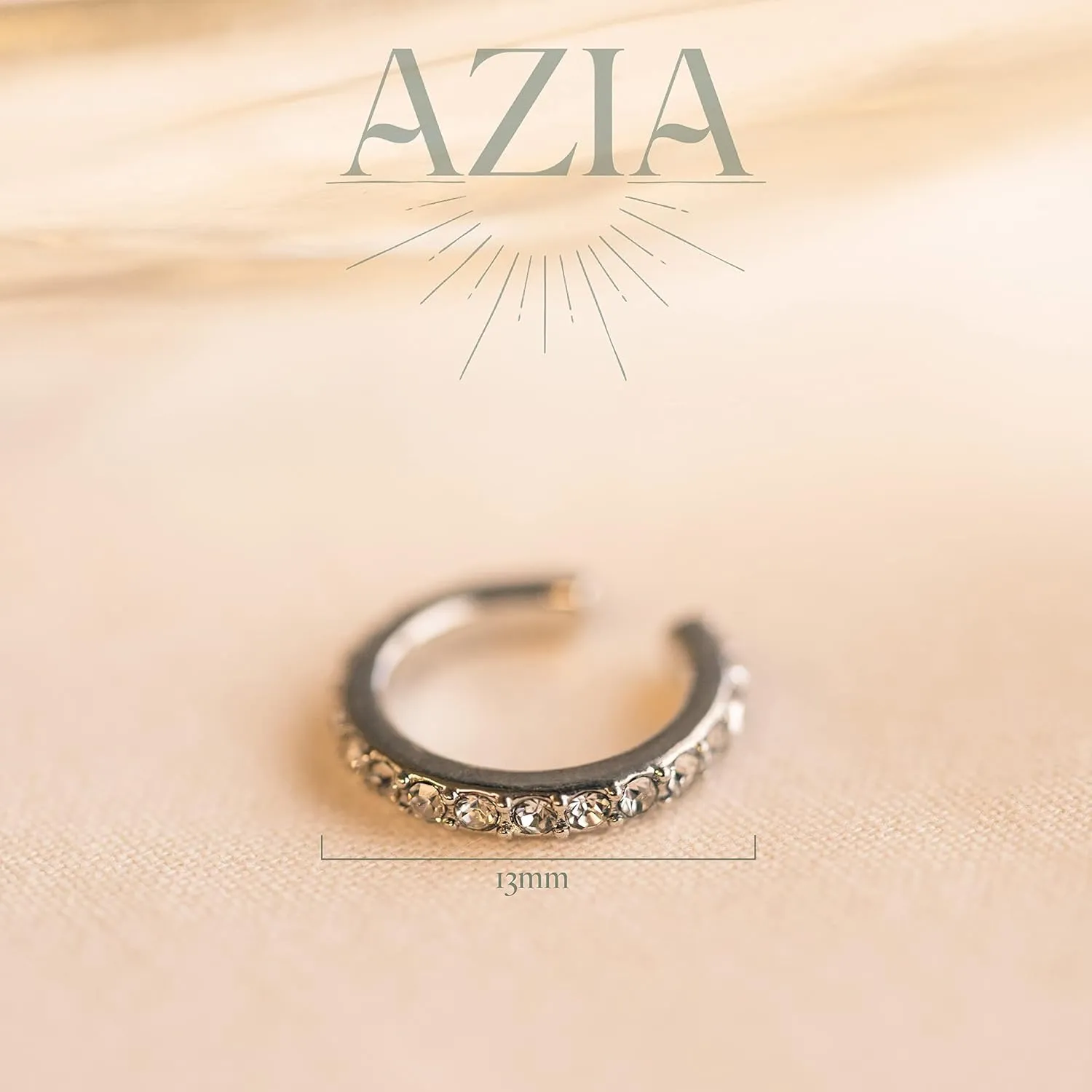 Azia Jewelry Ear Cuff, Ear Cuffs, Cuff Earrings for Women, Ear Cuff Earrings for Women, Gold Ear Cuff, Simple Rhinestone Ear Cuff Clip Earrings (Gold Tone or Silver Tone)