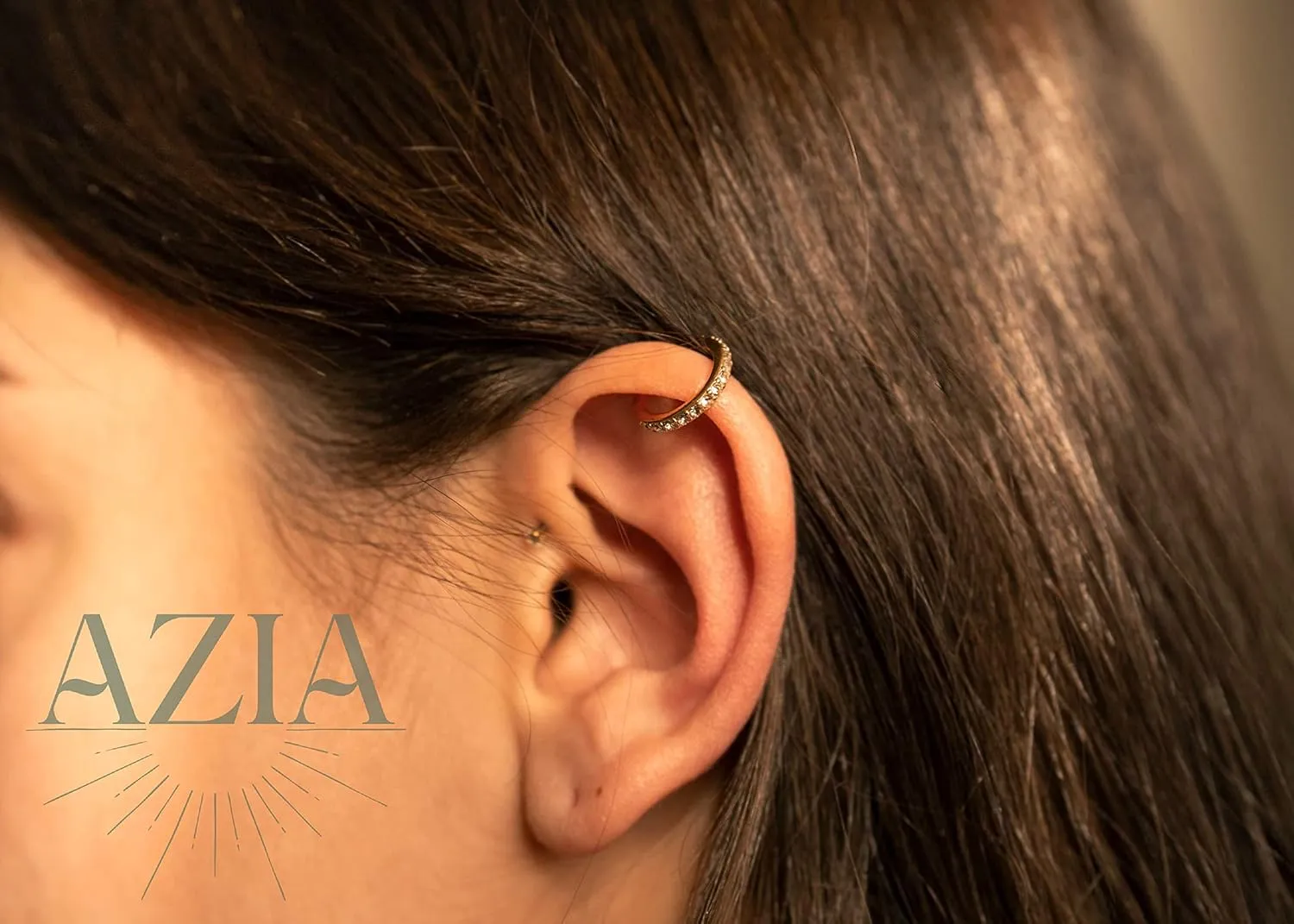 Azia Jewelry Ear Cuff, Ear Cuffs, Cuff Earrings for Women, Ear Cuff Earrings for Women, Gold Ear Cuff, Simple Rhinestone Ear Cuff Clip Earrings (Gold Tone or Silver Tone)