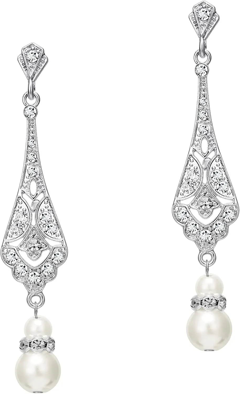 BABEYOND 1920s Vintage Wedding Pearl Dangle Drop Earrings Art Deco Gatsby Earrings