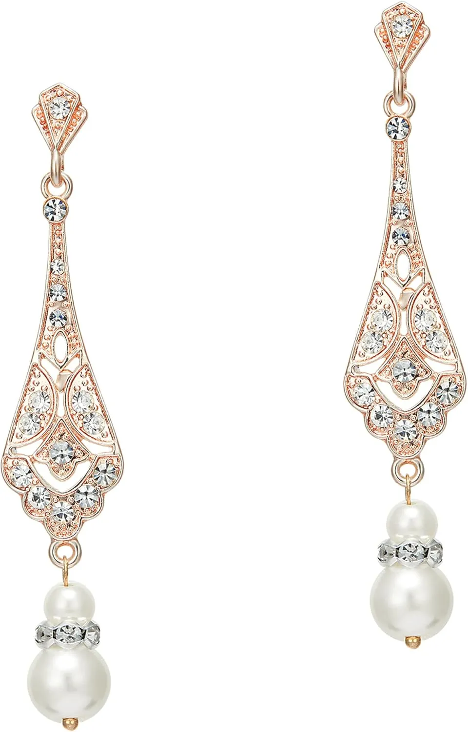 BABEYOND 1920s Vintage Wedding Pearl Dangle Drop Earrings Art Deco Gatsby Earrings