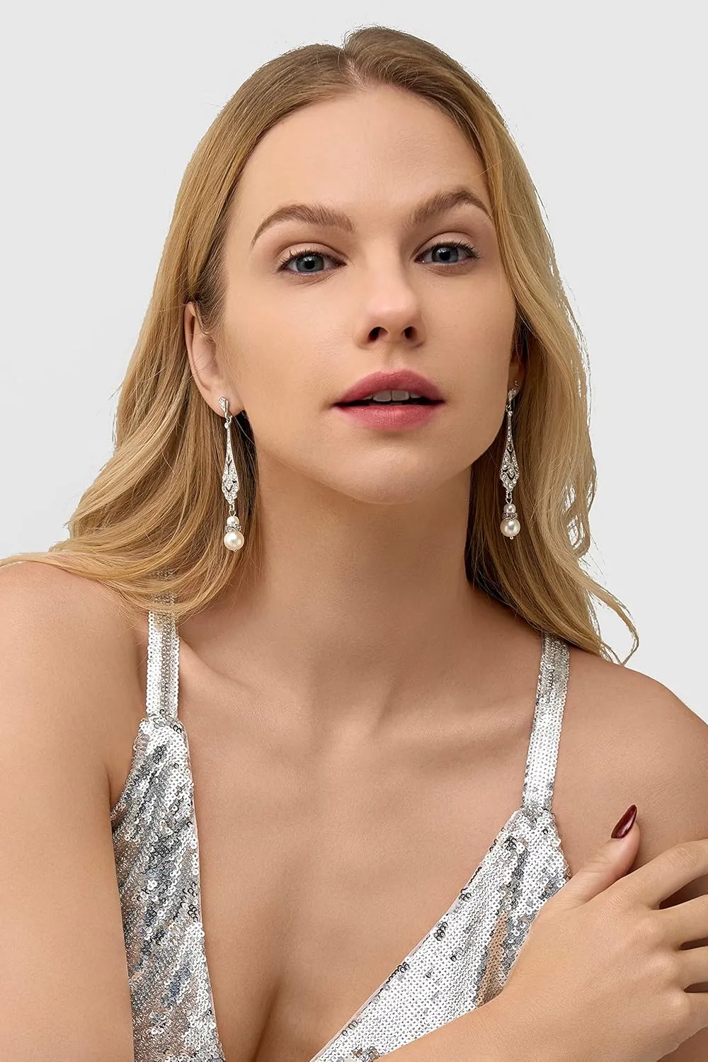 BABEYOND 1920s Vintage Wedding Pearl Dangle Drop Earrings Art Deco Gatsby Earrings
