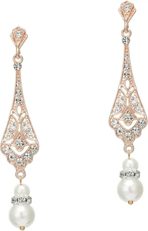BABEYOND 1920s Vintage Wedding Pearl Dangle Drop Earrings Art Deco Gatsby Earrings