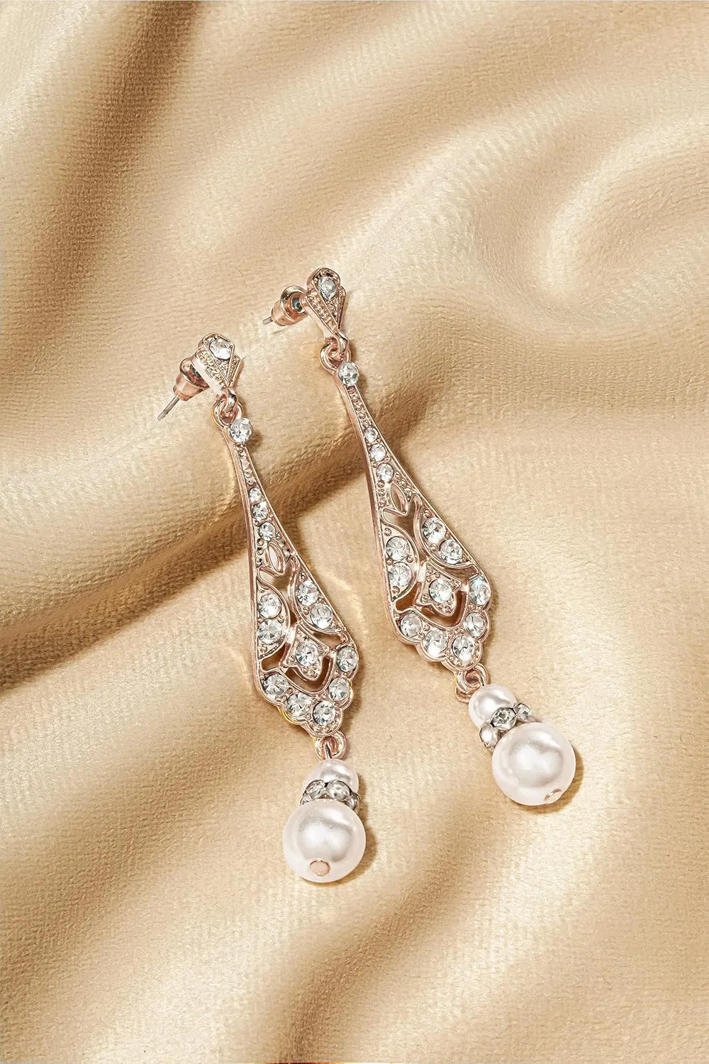 BABEYOND 1920s Vintage Wedding Pearl Dangle Drop Earrings Art Deco Gatsby Earrings
