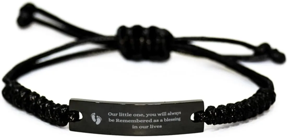 Baby Loss Gift Memorial Bracelets,Our little one, you will always be remembered as a blessing in our lives,Miscarriage Keepsake For Dad Mum,Stillbirth Bereavement Gift,rope bracelet