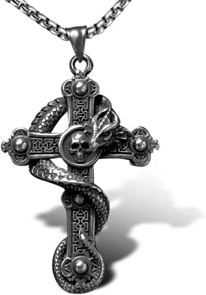bahamut Mens Skull Dragon Pendant Necklace for Men Silver Cool Goth Accessory Jewelry with Stainless Steel Chain