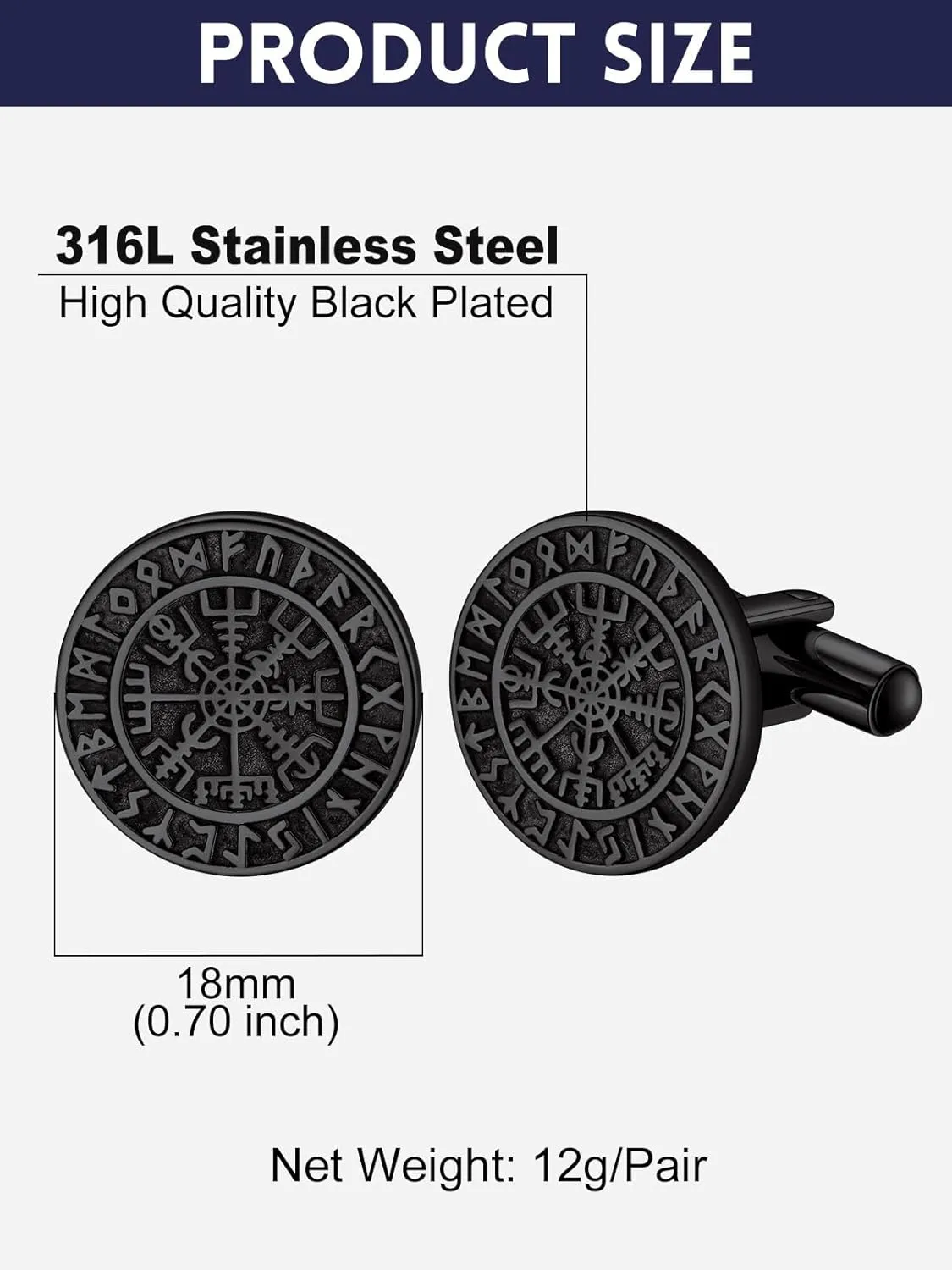 Bandmax Mens Cufflinks Stainless Steel Viking/Skull/Masonic Cuff Links for Men Best Gift for Father Husband Son