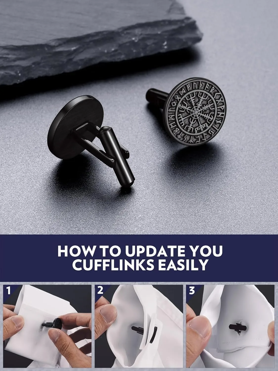 Bandmax Mens Cufflinks Stainless Steel Viking/Skull/Masonic Cuff Links for Men Best Gift for Father Husband Son