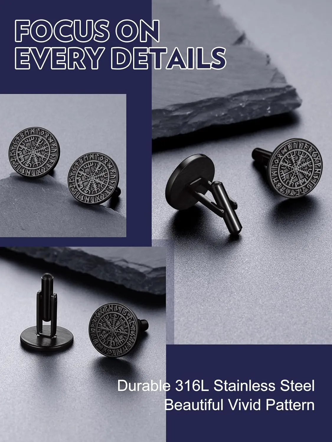 Bandmax Mens Cufflinks Stainless Steel Viking/Skull/Masonic Cuff Links for Men Best Gift for Father Husband Son