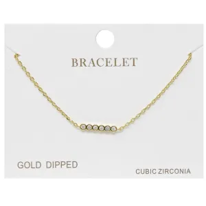 Bar CZ Pave Charm Delicate Chain Bracelet
