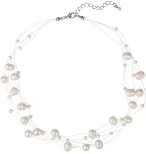 Baroque Multilayer Pearl Necklace for Women White Black Pearl Strand Handmade Wedding Jewelry