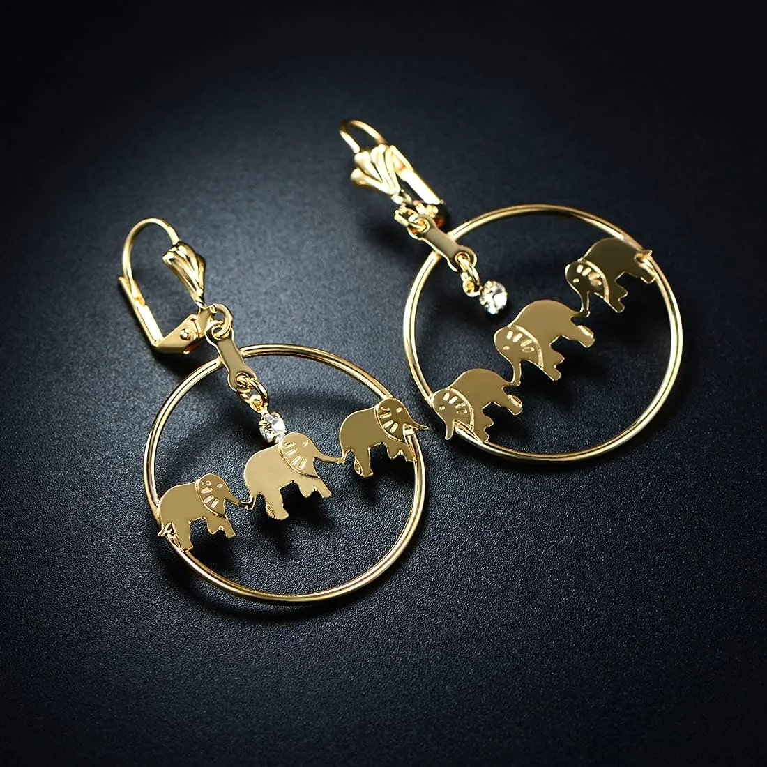 Barzel 18K Gold Plated Elephant Hoop Earrings For Women - Made In Brazil