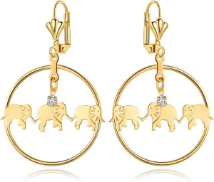 Barzel 18K Gold Plated Elephant Hoop Earrings For Women - Made In Brazil