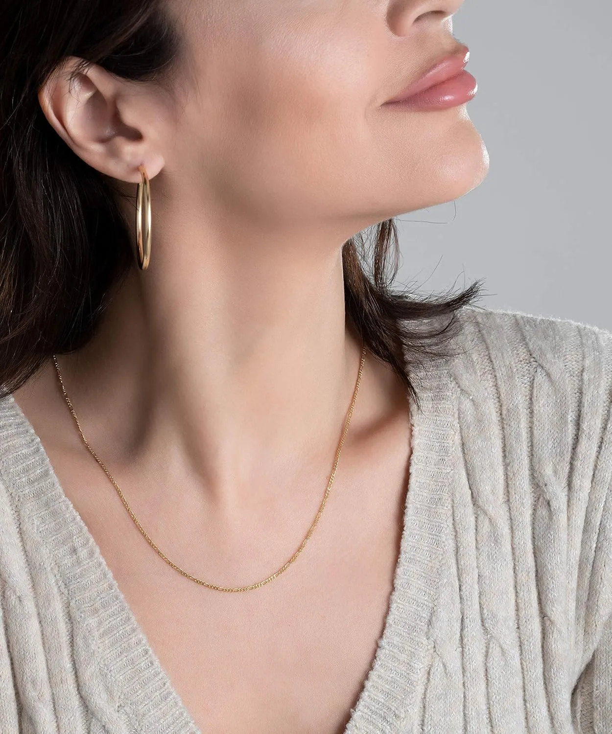 Barzel 18K Gold Plated Figaro Chain Necklace 2MM, 2.5MM, 3MM, 4MM, 4.5MM & 5MM for Women & Men