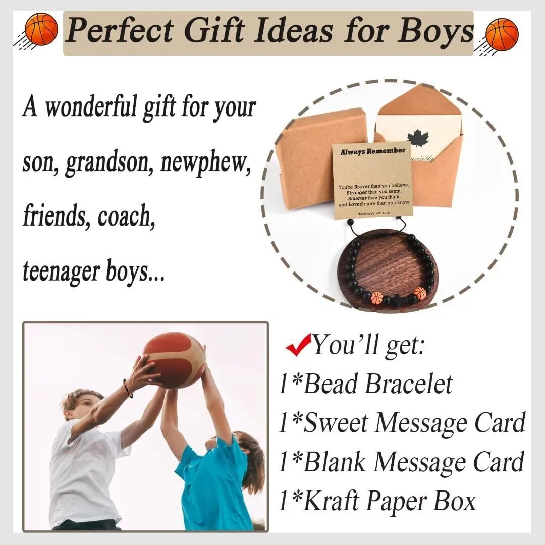 Basketball Soccer Baseball Football Gifts for Teen Boys, Bracelets for Boys Gifts Ideas for Birthday/Valentine/Christmas