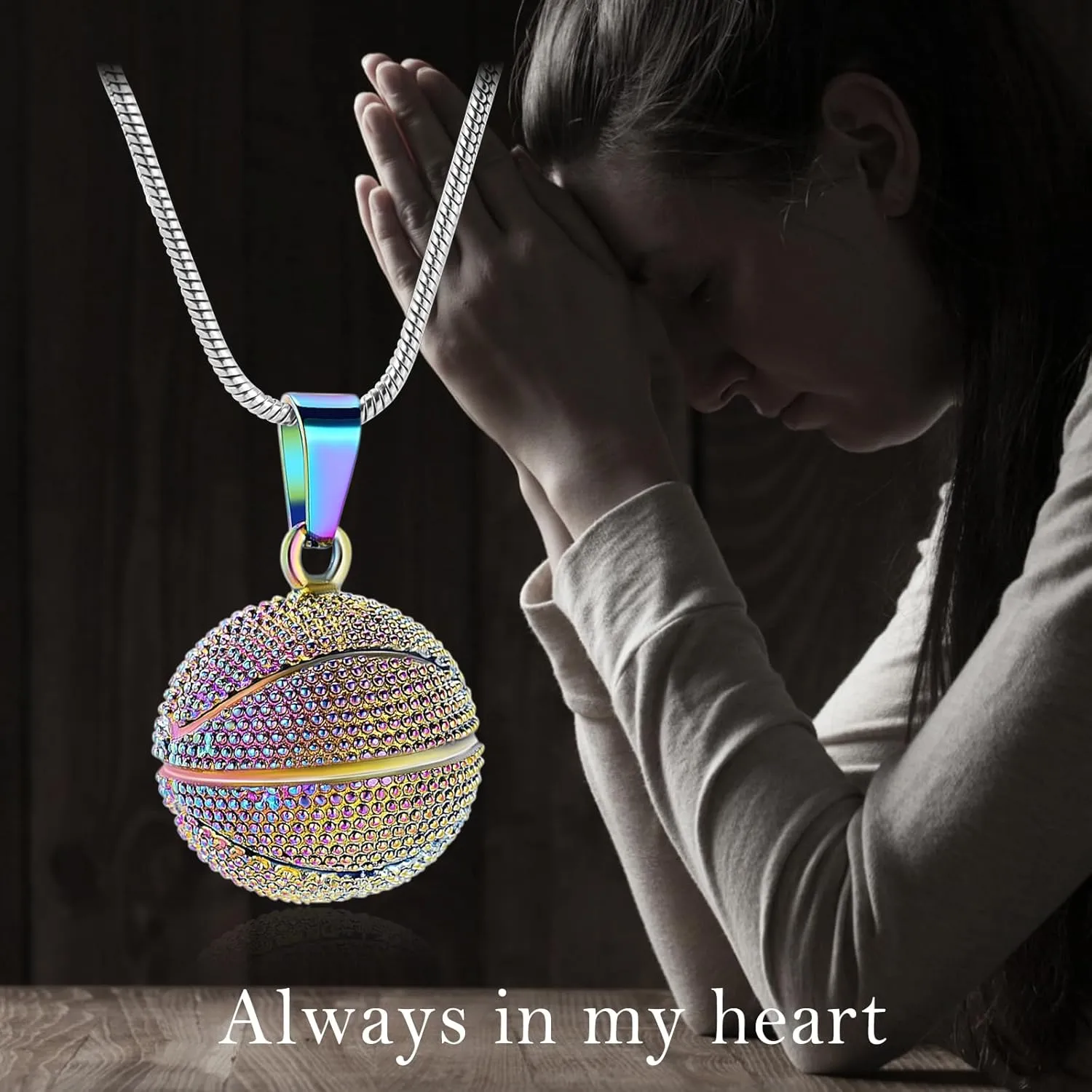 Basketball Urn Necklace for Ashes Sport Cremation Jewelry Stainless Steel Football Memorial Necklaces Ash Holder for Human Pets Keepsake Jewelry for Sport Lover Men with Fill Tool