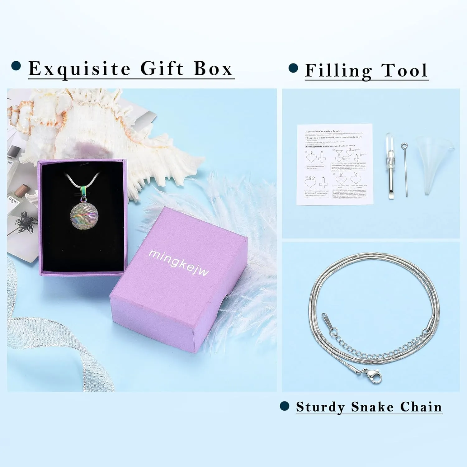 Basketball Urn Necklace for Ashes Sport Cremation Jewelry Stainless Steel Football Memorial Necklaces Ash Holder for Human Pets Keepsake Jewelry for Sport Lover Men with Fill Tool
