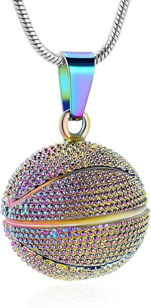 Basketball Urn Necklace for Ashes Sport Cremation Jewelry Stainless Steel Football Memorial Necklaces Ash Holder for Human Pets Keepsake Jewelry for Sport Lover Men with Fill Tool
