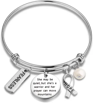 BAUNA Encouragement Bracelet Warrior Gifts She's a Worrier and Her Prayer Can Move Mountains Addiction Recovery Gifts Sober Jewelry Gifts for Her