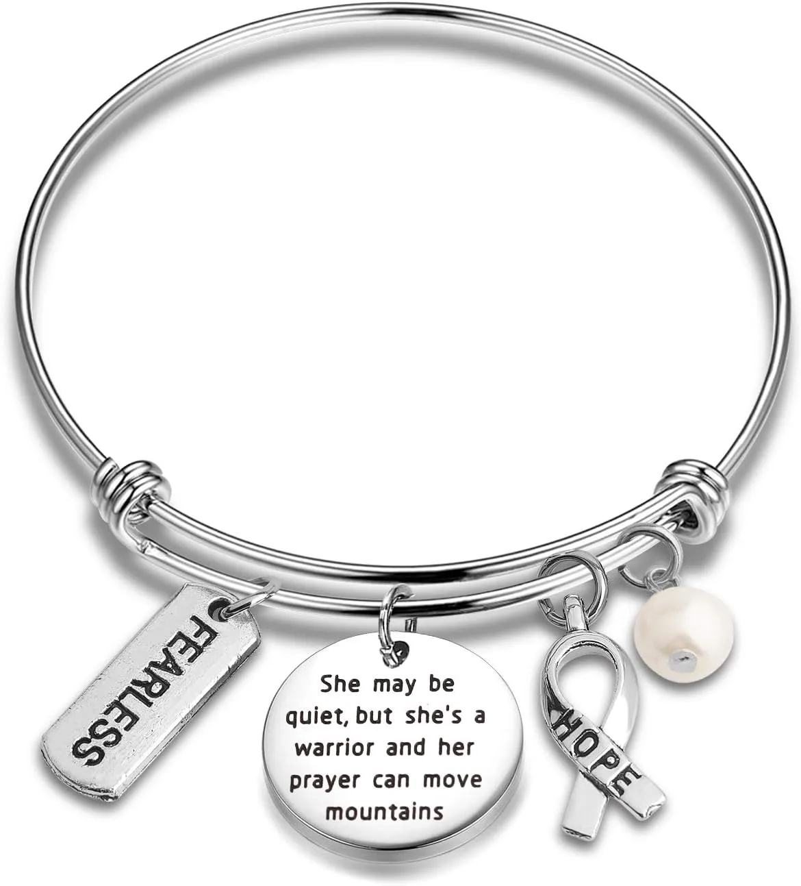 BAUNA Encouragement Bracelet Warrior Gifts She's a Worrier and Her Prayer Can Move Mountains Addiction Recovery Gifts Sober Jewelry Gifts for Her
