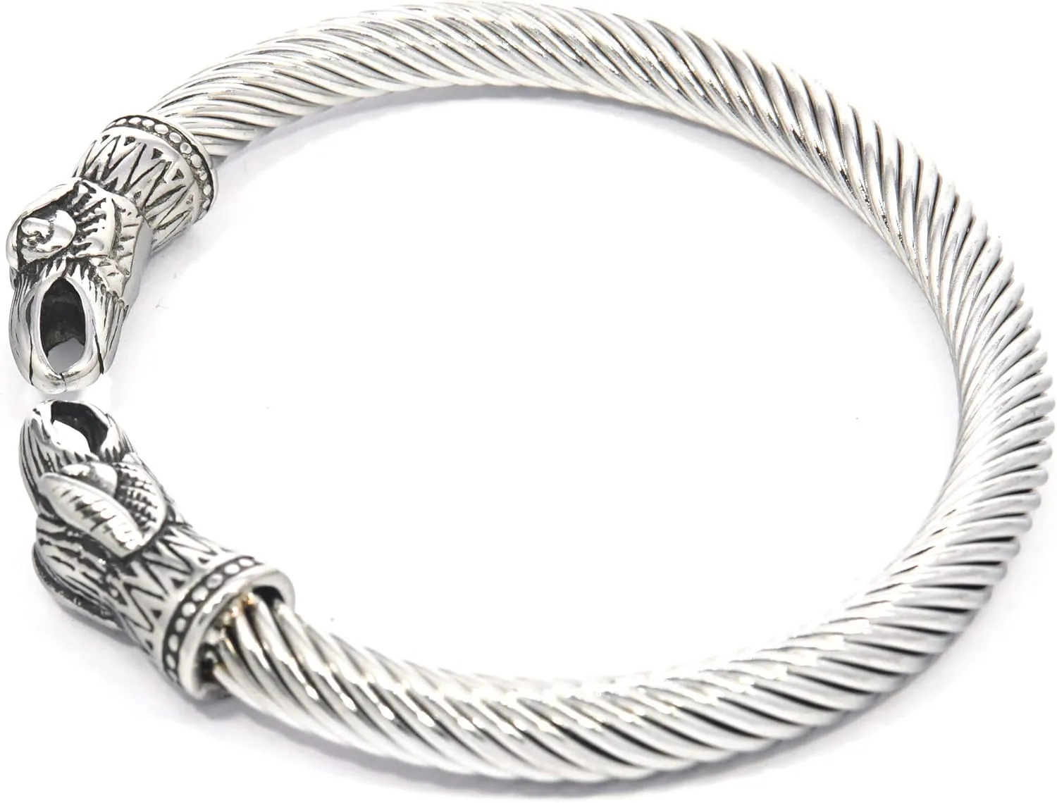 BAVIPOWER Norse Stainless Steel Bracelet Viking Wolf Heads Dragon Serpent Odin Raven Jewelry Protection for Men Women Powerful Amulet