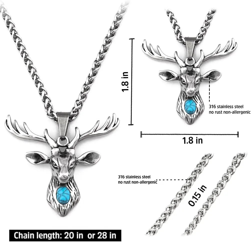BaviPower Viking Wolf Deer Bear Boar Totem Tiger Lion Pendant Stainless Steel Necklace Spirit Animal Powerful Protection For Men Women