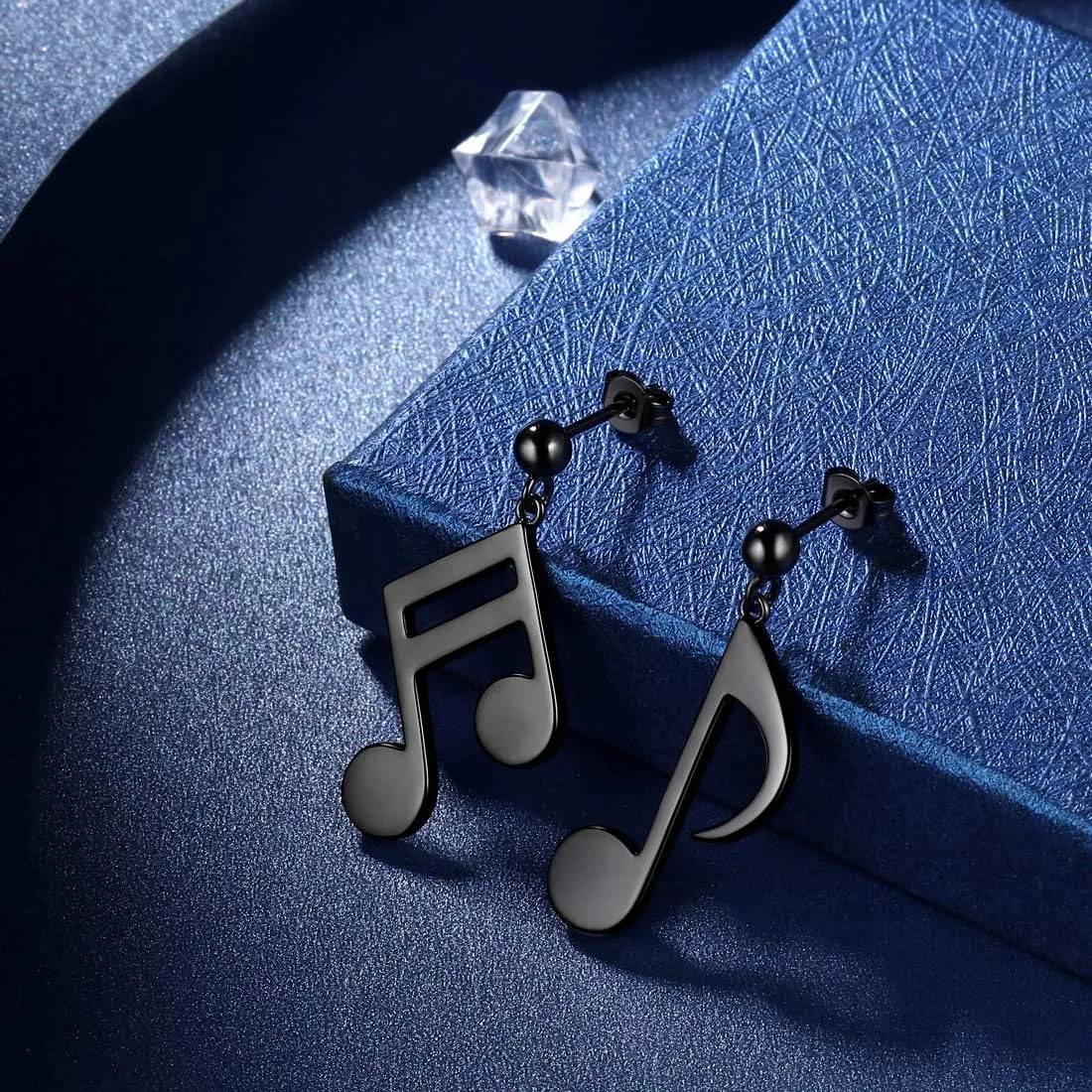 Beautlace Musical Note Stud Earrings Silver/18K Gold/Black Gun Plated Asymmetry Treble Clef Music Note Studs Jewelry Gifts for Music Lover
