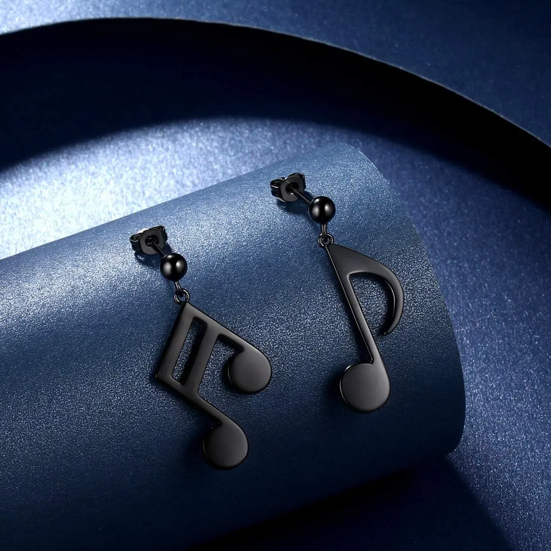 Beautlace Musical Note Stud Earrings Silver/18K Gold/Black Gun Plated Asymmetry Treble Clef Music Note Studs Jewelry Gifts for Music Lover