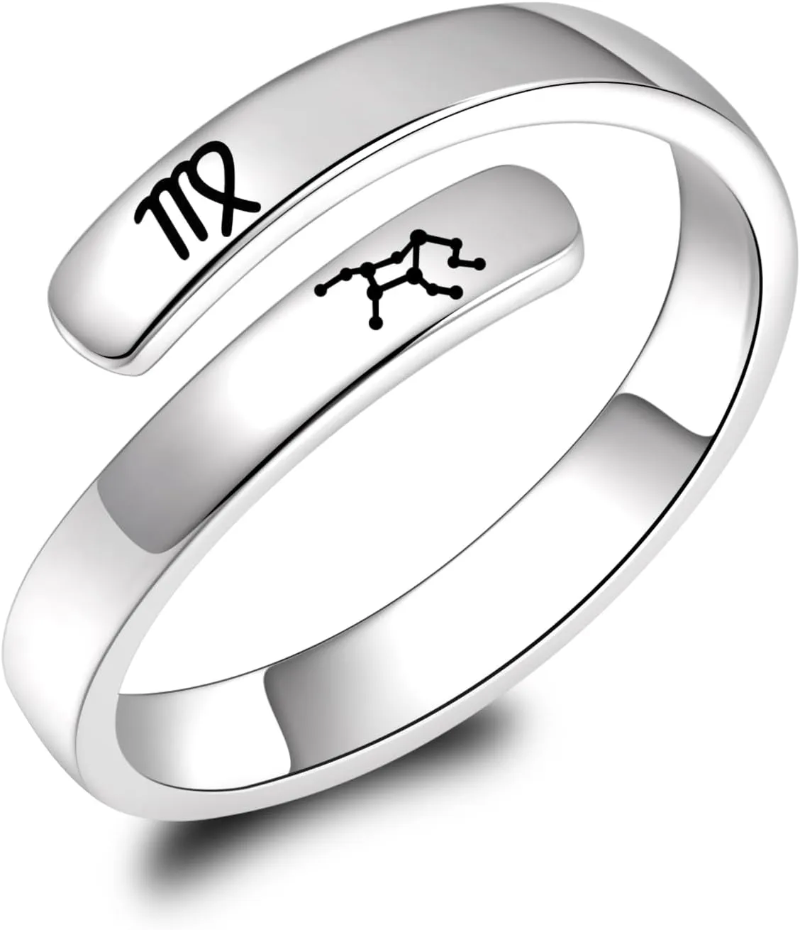 BEILIN 925 Sterling Silver Zodiac Sign Rings Adjustable 12 Constellation Astrology Rings Jewelry Gifts for Women