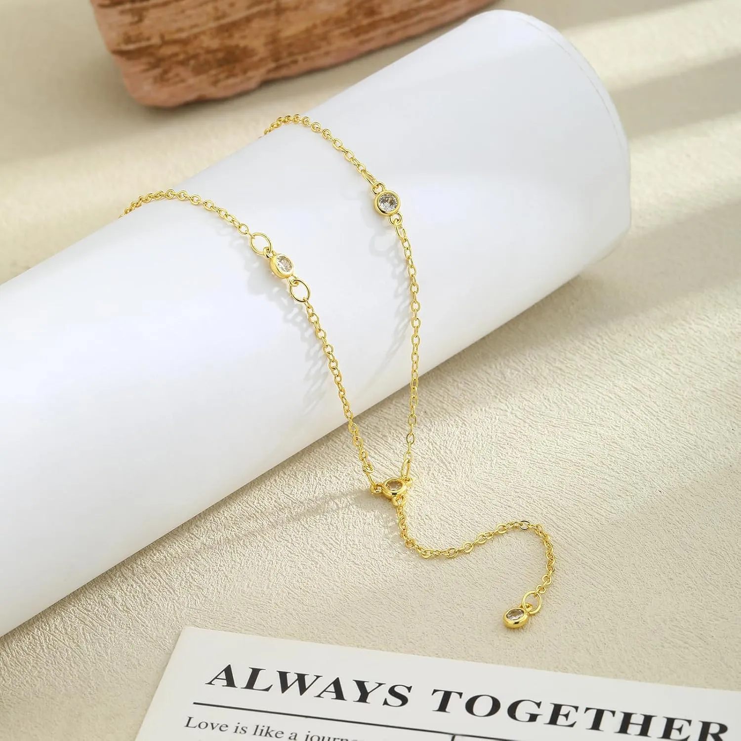 BERISO Y-Shape Gold Necklace for Women - 14K Gold Plated Minimalist Pendant Chain Jewelry, Elegant Gift for Anniversary