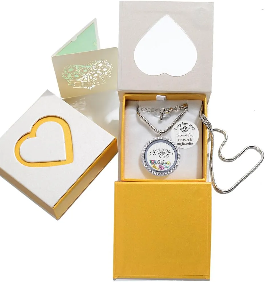 Best Gift Floating Charm Living Memory Lockets with Birthstone, 30mm Stainless Steel Necklace