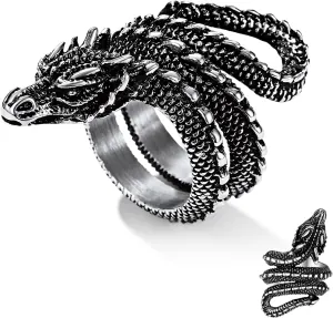 Bestyle Punk Gothic Snake Rings for Men Women, Stainless Steel/Gold/Black Serpent Finger Wrap Ring, Cool Statement Biker Rings Retro Costumes Jewelry, Size #7-#12