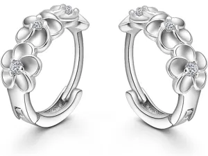 BG&WLing Flower Hoop Earrings for Women Gold Plated Sterling Silver Hoops Hypoallergenic Dainty Triple Flower Cubic Zirconia Huggie Earring Fashion Jewelry