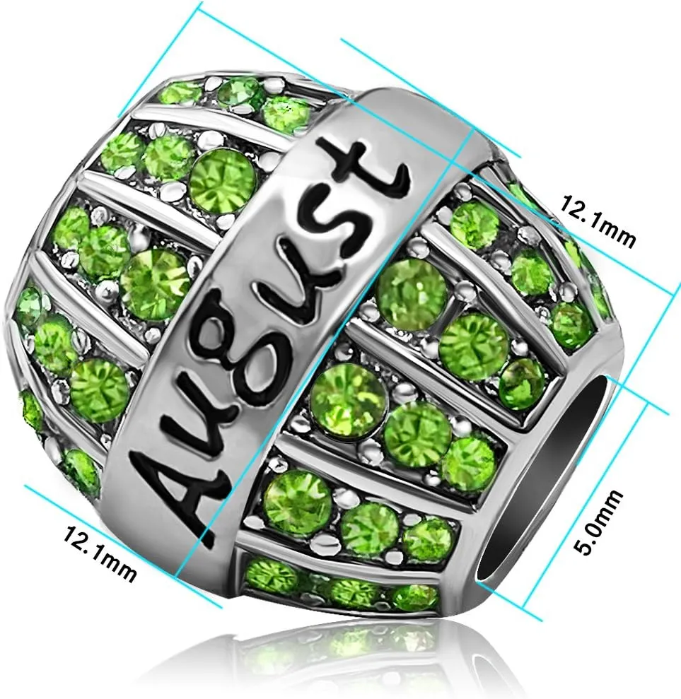 Birthday Cake Birthstone Jan-Dec Crystal Charm Womens Beads Charms for Bracelets Mother Son Daughter Mom Wife Sister Jewelry