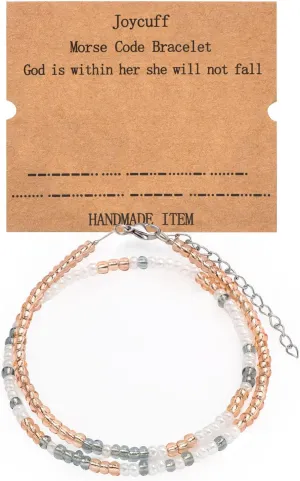 Birthday Gifts for Women Layered Morse Code Bracelets for Mom Aunt Friends Wife Her Beaded Strand Bracelet