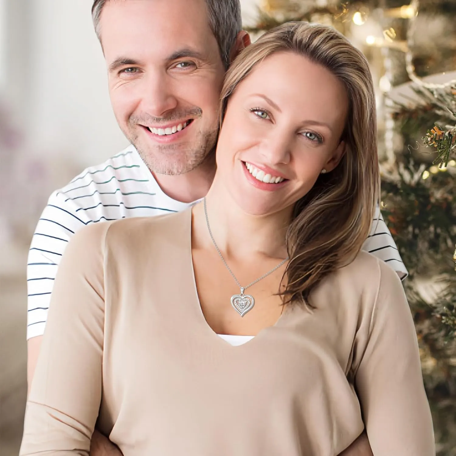 Birthstone Necklaces for Women, 925 Sterling Silver Necklace for Women, Forever Love Silver Heart Necklace with Birthstones as Anniversary/Birthday Gift for Mom, Wife, Girlfriend or Loved Ones