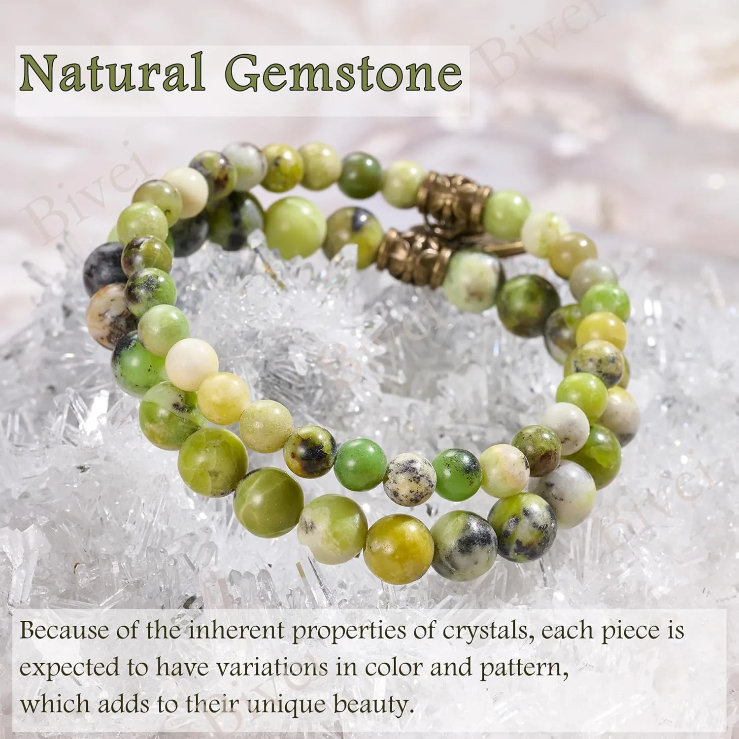 Bivei Natural Semi Precious Gemstone beads bracelet for women - Life Tree and Leaf Charm Energy Reiki Crystal Stretch Bracelets