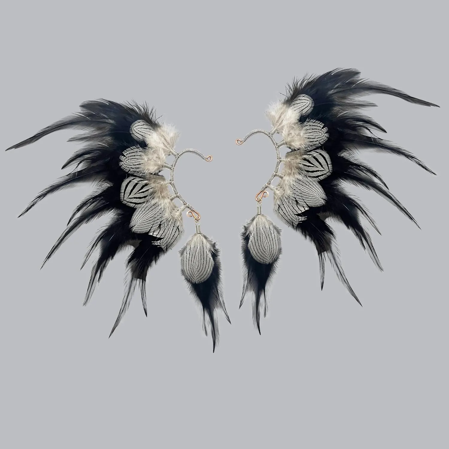 Black Feather Ear Cuff,American Indian style feather ear Earrings Wrap Cuff,decoration Festival Ear Jacket wedding jewelry
