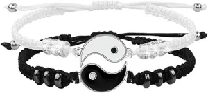 Black White Yin Yang Bracelets Tai Chi Bracelet for Couple Boyfriend Girlfriend Jewelry Gifts
